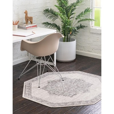 Octagon Ivory Vintage Easy-Care Synthetic Area Rug