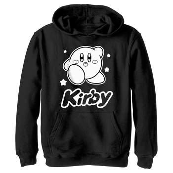 Boy's Nintendo Kirby Black and White Portrait Pull Over Hoodie
