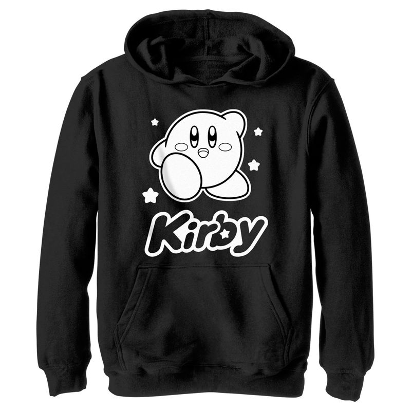 Boy's Nintendo Kirby Black and White Portrait Pull Over Hoodie, 1 of 5