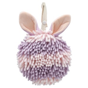 REGALWOVEN Chenille Fluffy Ball Rabbit Shape Soft Absorbent Quick Drying Hand Towel with Hanging Loop 7" x 7" 1 Pc - 1 of 4