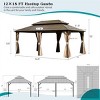 12X20 FT Outdoor Hardtop Gazebo,Metal Gazebo With Double Roof Canopy And Curtain,Galvanized Permanent Large Patio Gazebo-Coolbibila - 4 of 4