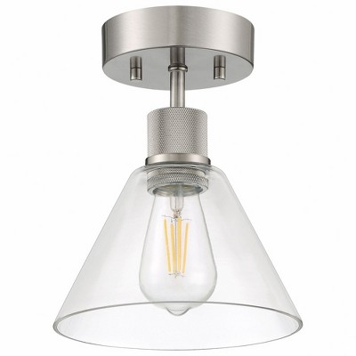 Martini Glass-Inspired 11" LED Semi-Flush Mount in Brushed Steel