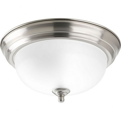 Progress Lighting Melon 1-Light Flush Mount, Brushed Nickel, Alabaster Glass Shade