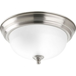 Progress Lighting Melon 1-Light Flush Mount, Brushed Nickel, Alabaster Glass Shade - 1 of 2