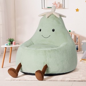 Spassway Cartoon Eggplant Bean Bag Chair with Faux Rabbit Fur Cover for Kids Memory Foam Bean Bag Sofa Reading Seats for Playroom Living Room Bedroom - 1 of 4