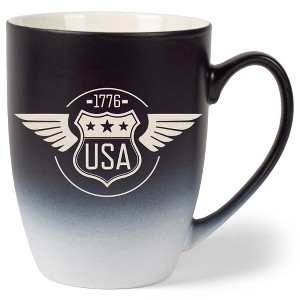 100 North United States of America 10 Ounce Black and White Two Toned Ombre, Comfortably Fits Your Hands, Ceramic Tea Coffee Cup Mug, USA 1776 - 1 of 1