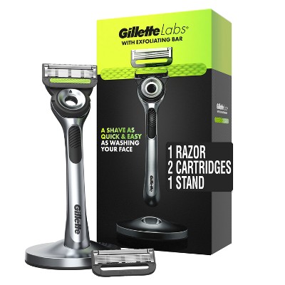 Image of Gillette Labs Exfoliating Bar Razor + 2 Razor Blade Refills & Premium Magnetic Stand