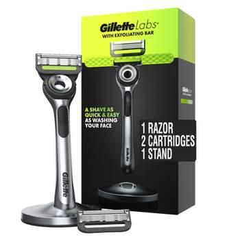 Gillette Labs Exfoliating Bar Razor + 2 Razor Blade Refills & Premium Magnetic Stand