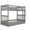 PAGED Simple Wooden Bunk Bed Loft Bed, Twin over Twin Bed Frame with Storage Drawers, Ladder and Guardrail for Kids, Teens, Adults - 3 of 4