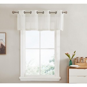HLC.ME Abbey Faux Linen Sheer Thick Half Short Grommet Curtain Valance Small Windows, Kitchen and Bathroom - 1 of 4