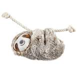 Luvable Friends Pet Squeaky Plush Dog Toy with Rope, Sloth, One Size