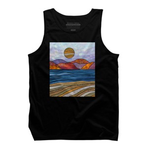 Men's Design By Humans Beach Landscape Stain Glass By Maryedenoa Tank Top - 1 of 4