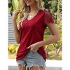 Coolmee Women Short Sleeve Lace V Neck Shirts Ribbed Knit Fitted Basic Tee Tops Business Dressy Casual Summer Blouses T-Shirt - 4 of 4