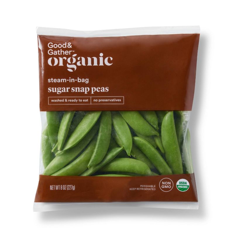 Organic Steam-in-Bag Sugar Snap Peas - 8oz - Good &#38; Gather&#8482;, 1 of 5