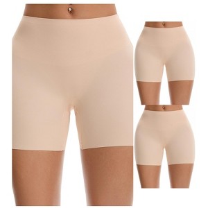 INSPIRE CHIC 3 Packs Women's High Waisted Seamless Shaping Tummy Control Slimming Underwear Boyshorts - 1 of 4