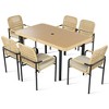 BENCMATE Dining Sets, Modern Mid-Century Dining Table with 6 Upholstered Chairs for Dining Room Kitchen Apartment, Gray, 28"*26.25"*22.5" - 3 of 4