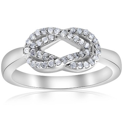 Pompeii3 1/4ct Diamond Womens Knot Everlong 14K White Gold Right Hand Band Ring