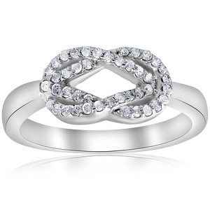 Pompeii3 1/4ct Diamond Womens Knot Everlong 14K White Gold Right Hand Band Ring - 1 of 4