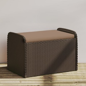 vidaXL Storage Bench with Cushion Brown 31.5"x20.1"x20.5" Poly Rattan - 1 of 4