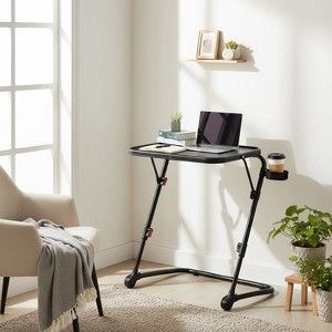 Homy Casa Adjustable Folding Table Desk with Cup Holder – Portable Laptop, Study & Gaming Table - 1 of 4