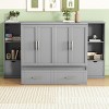 Streamdale Queen Size Murphy Bed with Shelves, Drawers and USB Ports,Gray - 2 of 4
