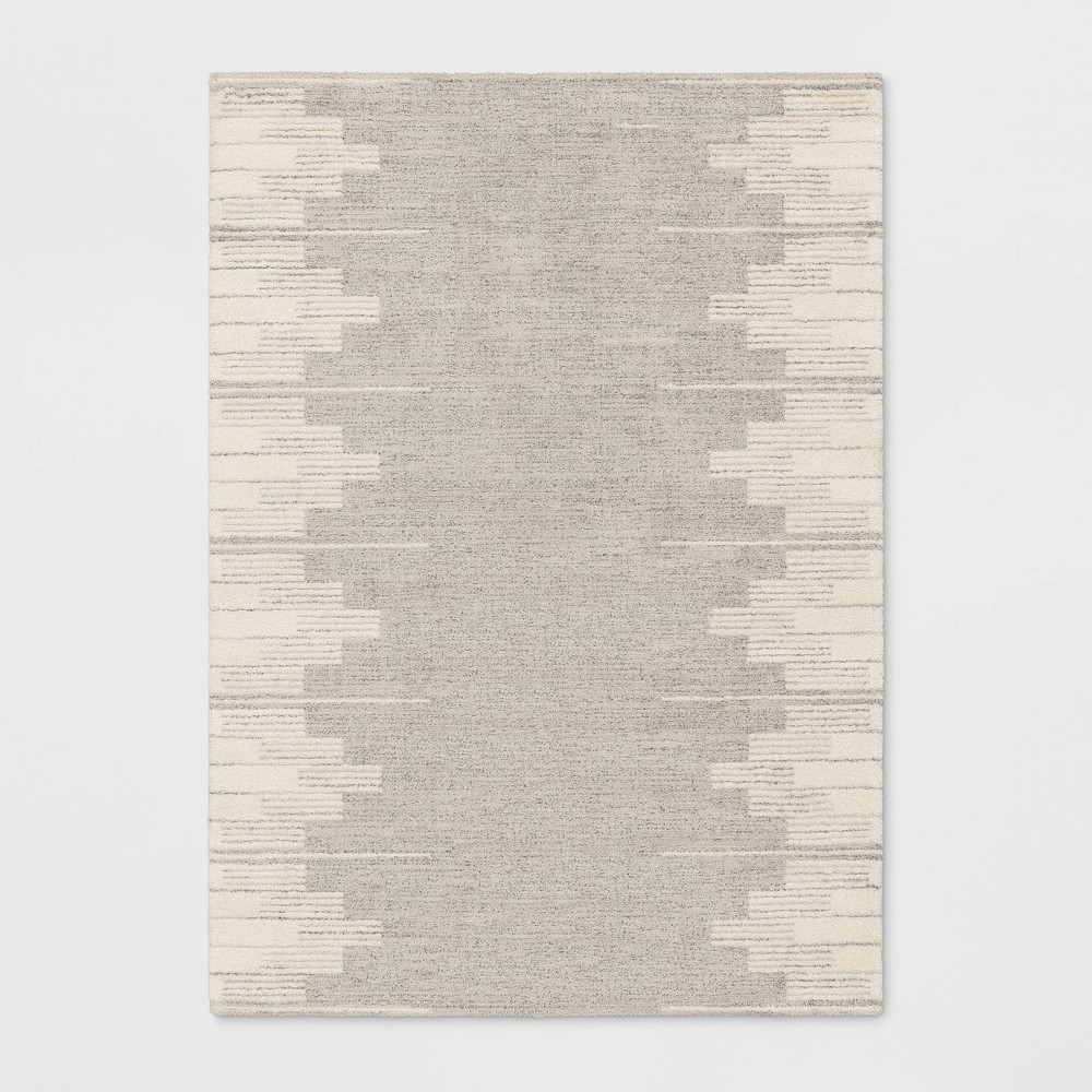 Photos - Area Rug 5'x7' Modern Lines Plush  Cream - Threshold™