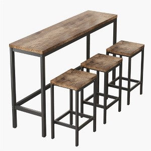 COWLOWN Long Dining Table Set with 3 Stools, Modern Kitchen Dining Set,  MDF & Metal Frame, 160lbs Table/220lbs Stool Load-Bearing - 1 of 4