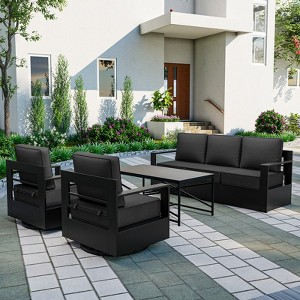 UPTIOT 4-Piece Outdoor Patio Conversation Set - 1 of 4