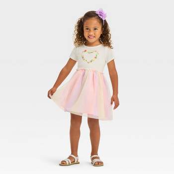 Toddler Girls' Solid Knit Short Sleeve Dress - Cat & Jack™ Black