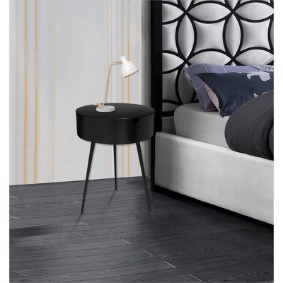Bali Black Metal 16" Contemporary Nightstand with Storage Drawer