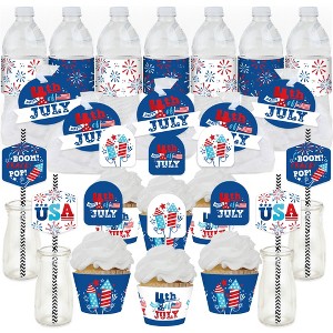 Big Dot of Happiness Firecracker 4th of July -  Party Favors and Cupcake Kit - Fabulous Favor Party Pack - 100 Pieces - 1 of 4