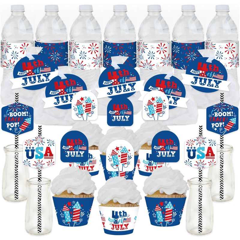 Big Dot of Happiness Firecracker 4th of July -  Party Favors and Cupcake Kit - Fabulous Favor Party Pack - 100 Pieces, 1 of 9