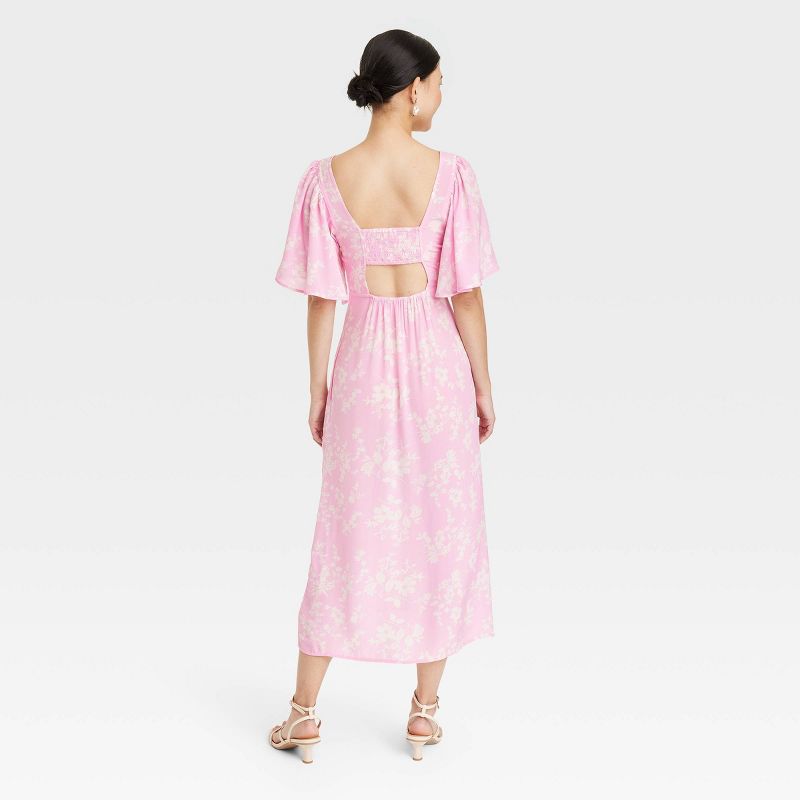 Women's Crepe Flutter Short Sleeve Midi Dress - A New Day™, 3 of 12