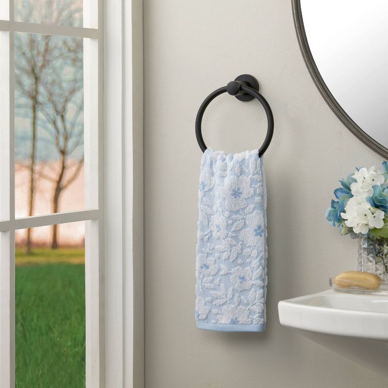 2pc Floral Jacquard Hand Towel Set Sky Blue - SKL Home, 4 of 7