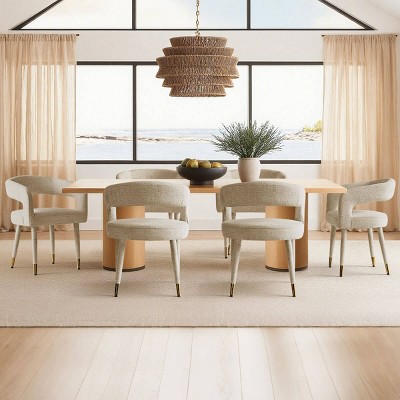 Modern Upholstered Dining Chairs Set of 6, Cushioned Seat with Armrest, Metal Legs, Dining Room and Kitchen Chairs-Maison Boucle