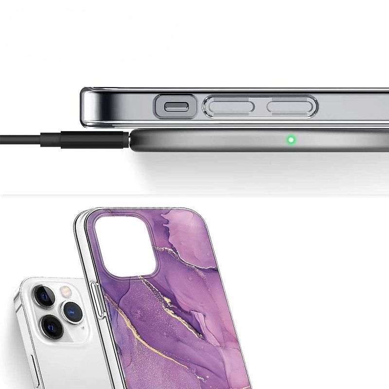 SaharaCase MagSafe Phone Case for iPhone 15 Pro Shock Absorbing Purple Marble (CP00461), 3 of 7