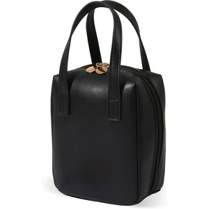 Paaaawaters Travel Makeup Bag Organizer Vegan Leather Cosmetic Case for Women, Waterproof Compact Design with Zipper Pockets (Black) - 1 of 3
