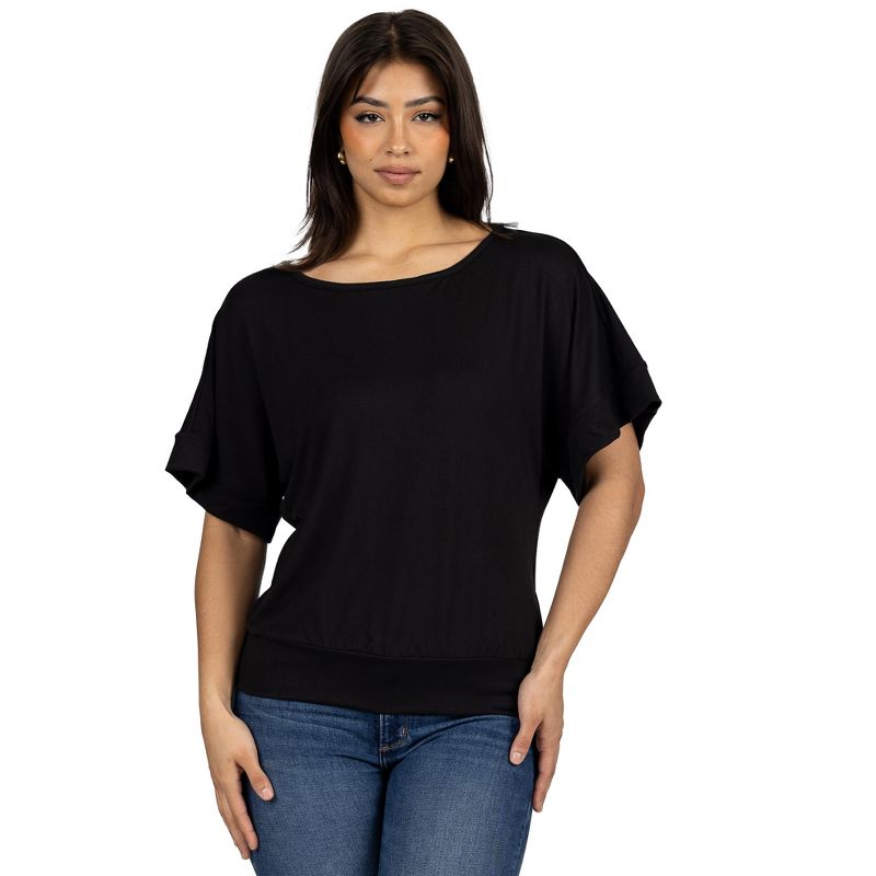 24seven Comfort Apparel Womens Loose Fit Dolman with Wide Sleeve Top, 1 of 5