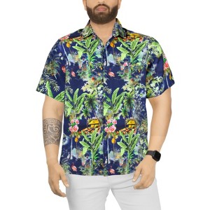 HAPPY BAY Men's Hawaiian Short Sleeve Button Down Shirt Mens Party Shirts Casual Holiday Summer Tropical Island Shirts for Men - 1 of 4