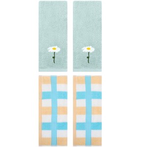 REGALWOVEN 4 Pcs Cotton Bathroom Soft Absorbent Cotton Hand Towels - 1 of 4