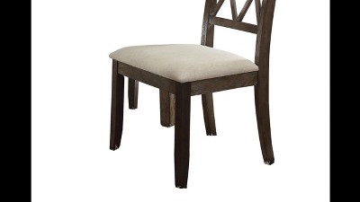 Beige Linen and Salvage Brown Cross Back Side Chair Set