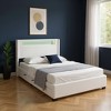 HomeRoots White Tufted Boucle Lighted Full Bed Frame With Trundle And USB And Drawers - 2 of 4