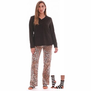 Just Love Womens Ultra-Soft Pajama Pant Set with Matching Socks - 3 Piece Micro Fleece PJ Set - 1 of 3