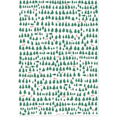 Eight Sheets Two-Sided Ski Toile & Pine Forest Heavyweight Gift Wrap by Ramus & Co