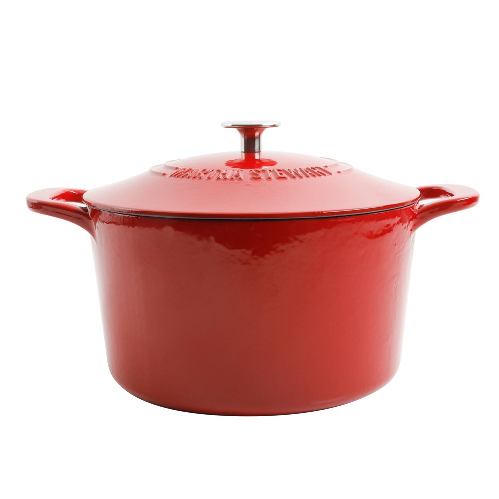 Martha Stewart Gatwick 7qt Enamel Cast Iron Dutch Oven Red