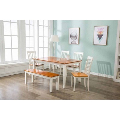 Bloomington 6-Piece White and Honey Oak Dining Set