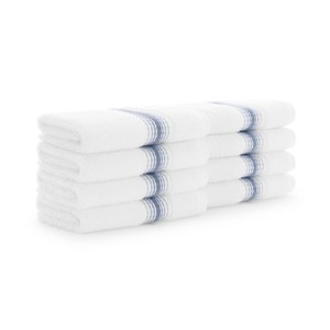 Aston & Arden Luxury Ring Spun Cotton Washcloths (8 Pack), 600 GSM, 13x13 in., White with Striped Ombre Border - 1 of 4