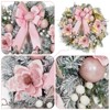 24 Inch Pre-Lit Xmas Wreath with Artificial Flower Bow Ball Ornaments, Christmas Decorations - 4 of 4