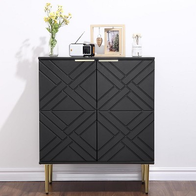 Sideboard Storage Cabinet, Modern Accent Cabinet with 2 Decorative Embossed Pattern Doors, Sideboard Buffet Cabinet for Kitchen, Dining Room