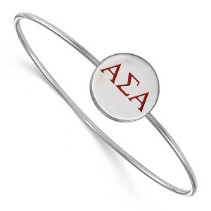 Black Bow Jewelry Sterling Silver Alpha Sigma Alpha Greek Life Bangle Bracelet 8 Inch - 1 of 3